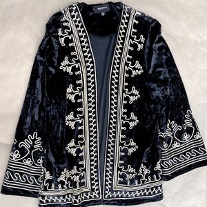 Funky black velvet blazer with gold trim size Sm